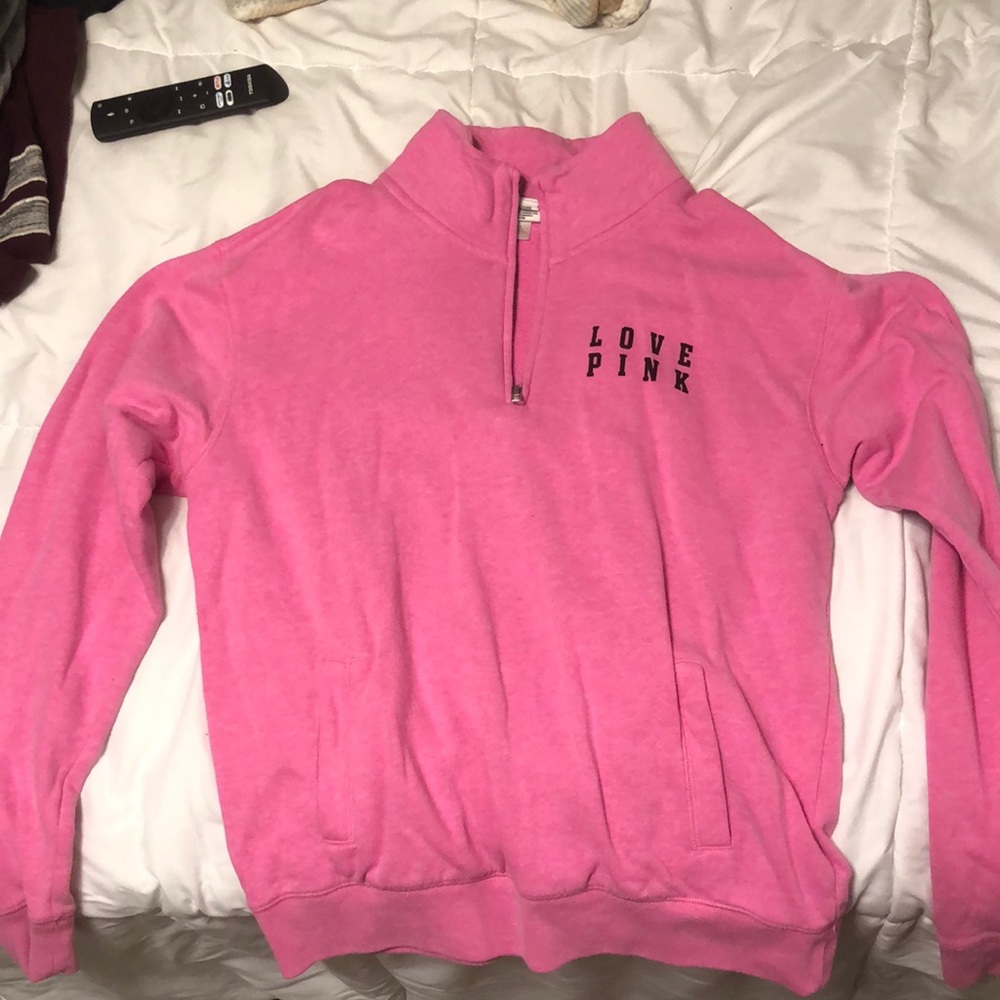 PINK, half zip up long sleeve